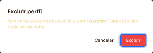 Confirmação de exclusão de um perfil