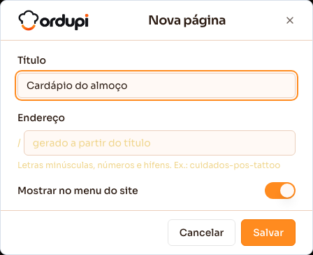 Criando uma página nova no site