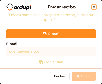 Enviar recibo por WhatsApp, e-mail ou link